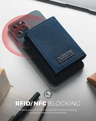 Vista 24 de VULKIT Cartera de cuero minimalista con bloqueo Rfid triple billetera delgada para tarjetas de crédito con 3 ventanas de identificación y bolsillo
