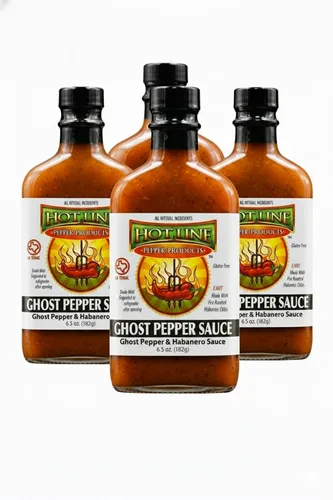 Vista 3 de HOT LINE PEPPER PRODUCTS Salsas picantes gourmet (2) Evil Ooze, 2) Fantasma, 4 unidades)