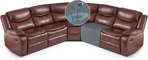 Vista 15 de KinCam Fundas impermeables para sofá modular reclinable, fundas de sofá reclinable de gran tamaño para sofá en forma de L, funda de sofá Chocolate