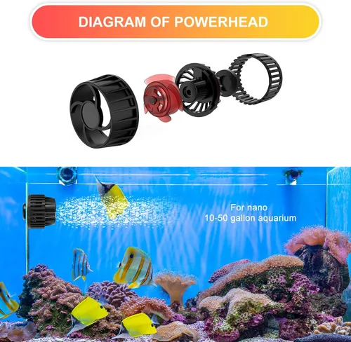 Vista 6 de 1050GPH Bomba de Olas para Acuario con Controlador Mini DC12V 6W Powerhead con Montaje Magnético, Nano Wavemaker para Tanques de 10 a 50 Galones