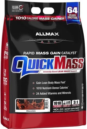 Vista 6 de ALLMAX QUICKMASS, Vainilla, catalizador de ganancia rápida de masa de 10 libras, hasta 2.26 oz de proteína por porción, proporción 3:1