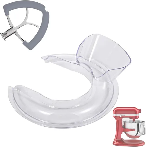 Vista 8 de Stainless Steel Flex Edge Beater with Silicone Edges and Pouring Shield Compatible with KitchenAid 4.5-5QT Mixer Bowl, Beater Paddle Attachment