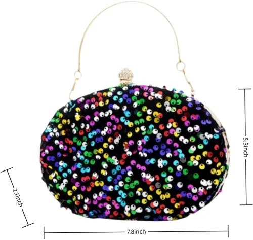 Vista 3 de IAMUHI Bolso de mano con lentejuelas pequeñas, bolso de noche con asa superior, mini bolso cruzado de hombro cuadrado