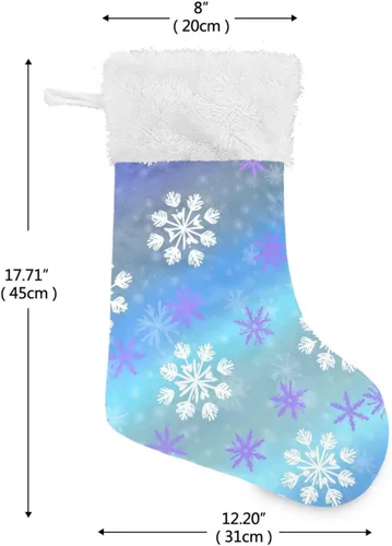 Vista 3 de ALAZA Calcetines de Navidad, copos de nieve, clásicos de invierno, decoraciones de calcetines grandes personalizados para la temporada de vacaciones