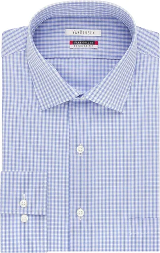 Vista 3 de Van Heusen Camisa de vestir a cuadros con cuello flexible de ajuste regular para hombre, exclusiva de Tienda