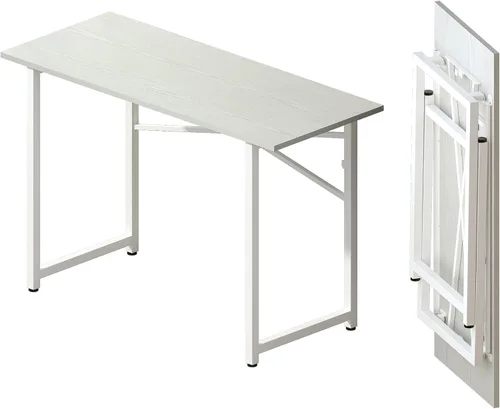 Vista 32 de Lutown-Teen Escritorio pequeño plegable de 32 pulgadas, escritorio pequeño de oficina sin necesidad de montaje, escritorio para computadora de Beige