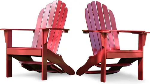 Vista 8 de Cambridge Casual Silla Adirondack Magnolia de madera maciza de 2 piezas con mesa de bandeja, color negro