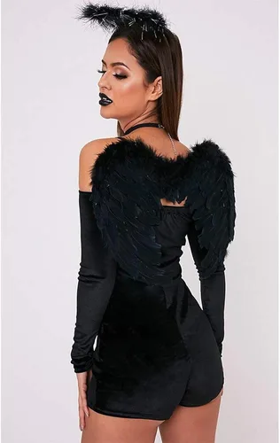 Vista 2 de Alas de ángel para niños y adultos diadema con halo de plumas blancas disfraz de ángel de hadas para fiesta cosplay elegante para mujer