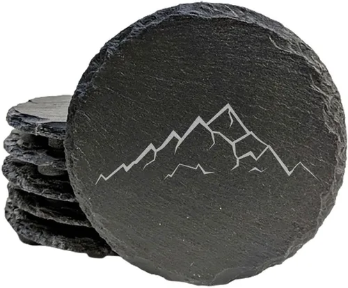 Vista 15 de Mountain Majesty - Posavasos de pizarra con impresionante diseño de escena de montaña, perfectos para decoración del hogar y la oficina y protección