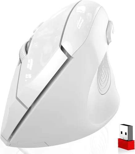 Vista 10 de memzuoix Ratón inalámbrico ergonómico, 2.4G óptico inalámbrico, 800/1200/1600 DPI, mouse vertical para computadora portátil, Mac, PC, escritorio