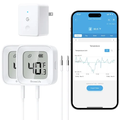 Vista 6 de GoveeLife 2.0 Refrigerator Thermometer Dual Probes with LCD, 1-Pack