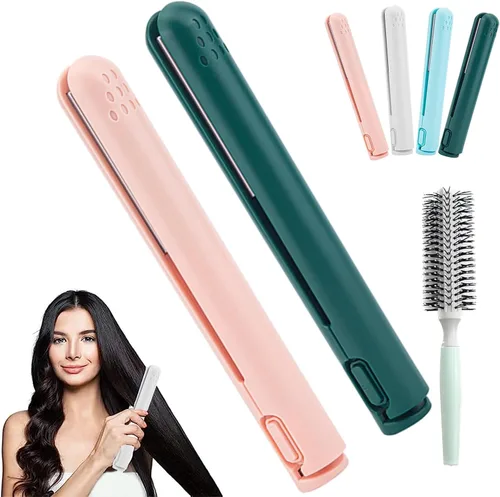 Vista 14 de Mini rizador de doble propósito, mini alisador de pelo y rizador 2 en 1, fuente de alimentación USB, rizador de viaje, alisador de pelo portátil