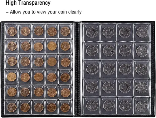Vista 5 de Ettonsun Álbum de 250 bolsillos para coleccionar monedas, colección de monedas, suministros para coleccionistas Negro