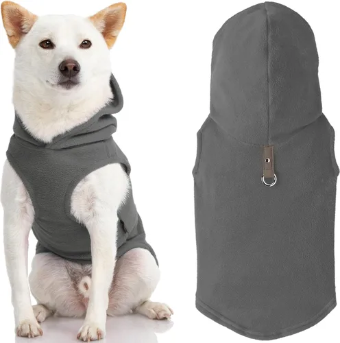 Vista 6 de Gooby - Sudadera con capucha de forro polar para perro, chaqueta con cremallera para perro con correa de junta tórica para perros pequeños a Negro