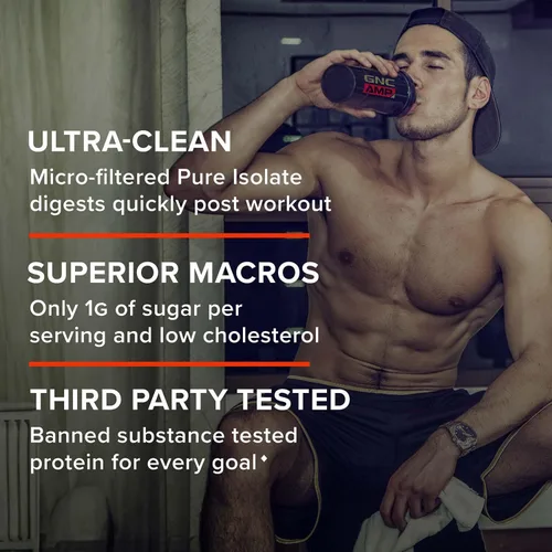 Vista 6 de GNC AMP Proteína Pura Aislada - Fresa (28 Porciones)