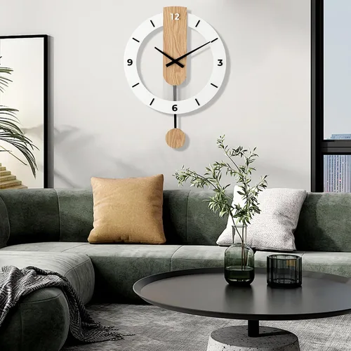 Vista 2 de Ergocar Reloj oscilante de madera, reloj colgante de madera con números romanos, adecuado para sala de estar, cocina, dormitorio, oficina