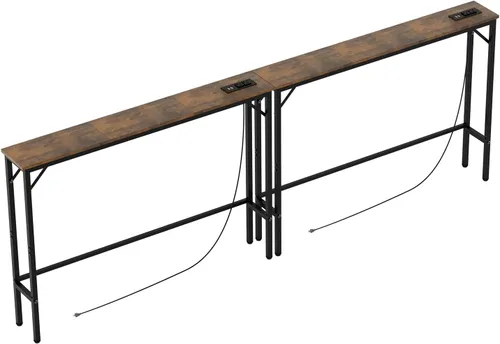Vista 12 de Aduanbang Mesa consola de 5.9 pulgadas con tomacorriente, mesa de sofá estrecha, mesa detrás del sofá para sala de estar y pasillo, 5.9 x 39.4 x 30