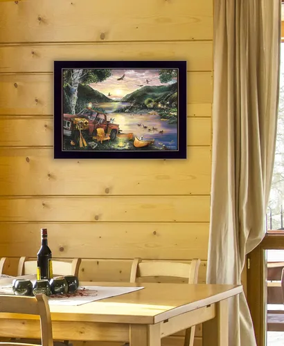 Vista 2 de Trendy Decor4U Lakefront Camping I by Ed Wargo - Arte de pared impreso, 18 x 14 pulgadas, color verde