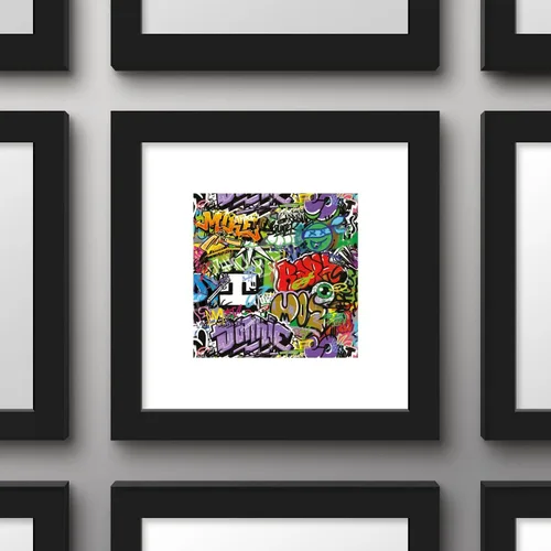 Vista 2 de Trends International Gallery Pops Nickelodeon Teenage Mutant Ninja Turtles: Mutant Mayhem - Arte de pared con patrón de graffiti, versión enmarcada