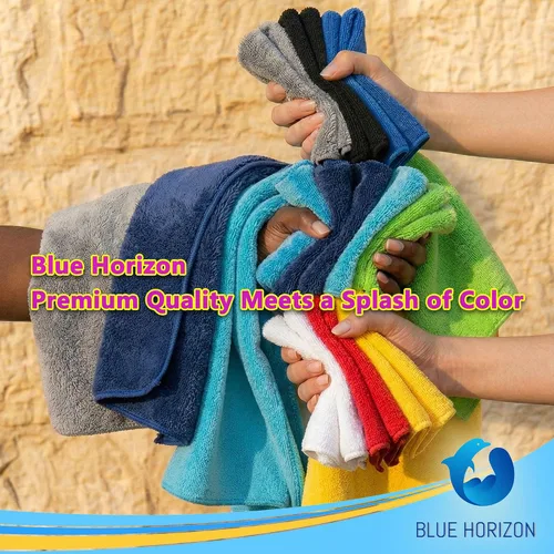 Vista 9 de Blue Horizon Toallas de limpieza de microfibra negras, paquete de 24 paños de felpa ultra suave de doble cara, paños de limpieza de microfibra