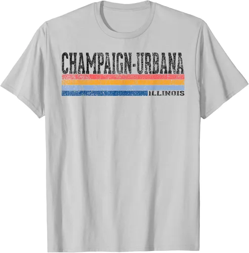 Vista 78 de clásico 1980s estilo champaign-urbana Illinois T Shirt, hombre 2XL, Blanco