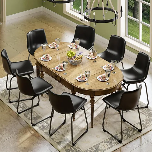 Vista 15 de YaFiti - Juego de 2 sillas de comedor de 18 pulgadas, sillas modernas tapizadas para comedor con cojines de piel sintética y patas de metal, silla
