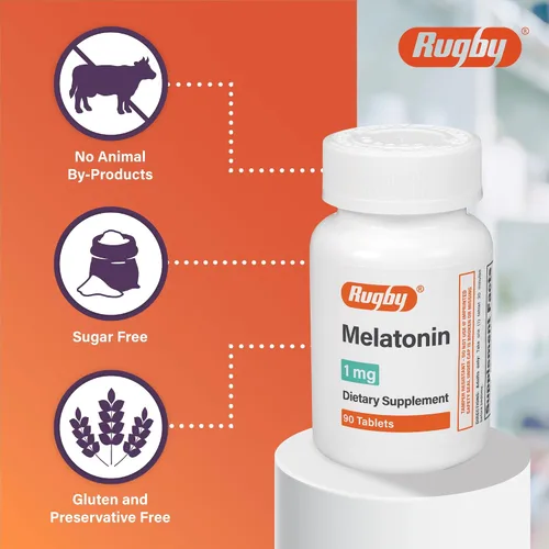Vista 3 de Rugby - Tabletas de melatonina de 1 mg - Suplemento dietético - 90