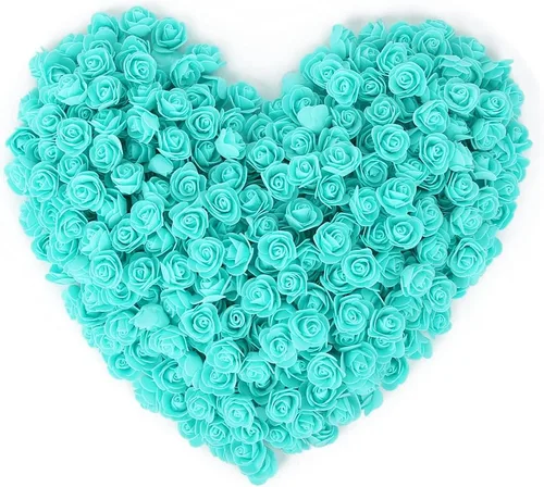 Vista 10 de 500 cabezas de rosas de espuma color burdeos, flores artificiales a granel para manualidades, ramos de boda, centros de mesa de baby shower