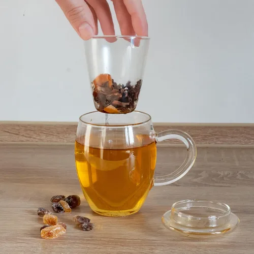 Vista 8 de Creano Vaso de té con infusor y tapa de 13.5 fl oz - Taza de té grande - Apto para microondas y lavavajillas - Set de regalo para tetera de hojas 1