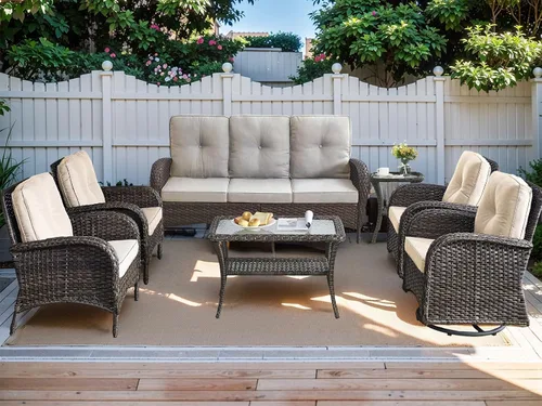 Vista 18 de HUMMUH Juego de 2 sillas de mimbre para exteriores, sillas de comedor con respaldo alto y asiento profundo para jardín, porche, patio trasero