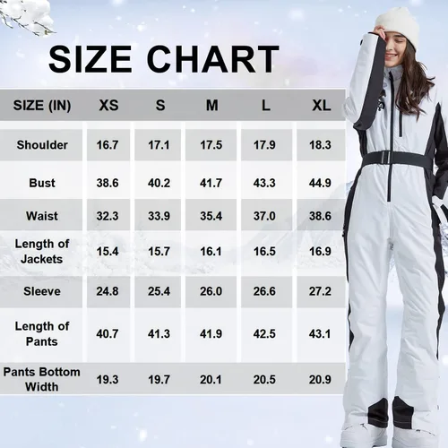 Vista 6 de HOTIAN Trajes de esquí de una pieza para mujer, overol ajustado, impermeable, para invierno, al aire libre, snowboard, nieve