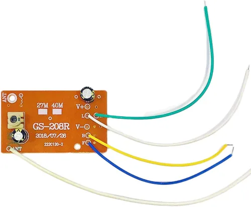 Vista 4 de Tablero de control remoto de cuatro vías de 40 mhz, transmisor y receptor RC, placa circular PCBA, juguete de coche, modelo de robot, accesorios