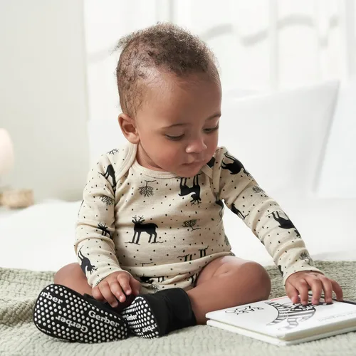 Vista 3 de Gerber Botines unisex con forro polar para niños, antideslizantes y suaves