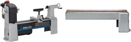 Vista 6 de Delta Industrial 46-460 Torno MIDI de velocidad variable de 12-1/2 pulgadas, gris y Delta Industrial 46-464 Extensión de soporte modular para torno