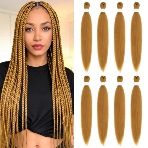 Vista 79 de 8 paquetes de extensiones preestiradas - 16 pulgadas de cabello trenzado premium, 55G/paquete, sin picazón, fijación en agua caliente, textura Perm