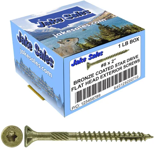 Vista 156 de 8 x 1 revestimiento exterior recubierto de bronce, tornillo de madera multiusos compatible con ACQ, cabeza plana Torx/Star Drive de 1 libra, 288