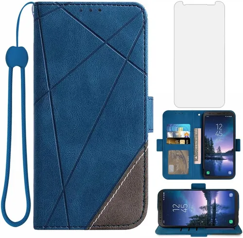 Vista 9 de Asuwish Compatible con Samsung Galaxy S8 Active Wallet Case y protector de pantalla de vidrio templado con tapa para tarjetero, soporte