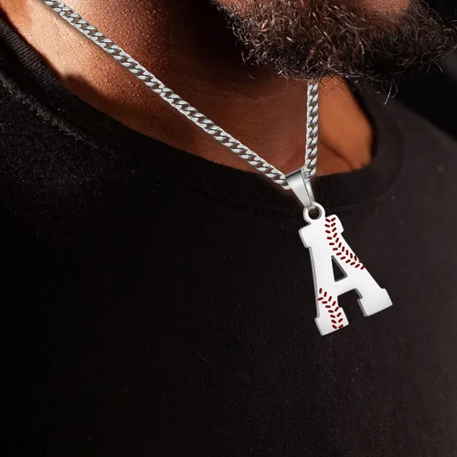 Vista 3 de Juego de regalos de béisbol, collar de fútbol con letras A-Z para hombres, calcetines de béisbol y pulseras de béisbol para amantes del béisbol