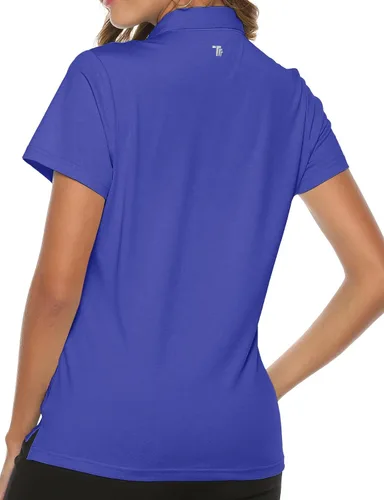 Vista 3 de TBMPOY Polo de golf de manga corta para mujer, ligera, absorbe la humedad, cuello de secado rápido, 4 botones