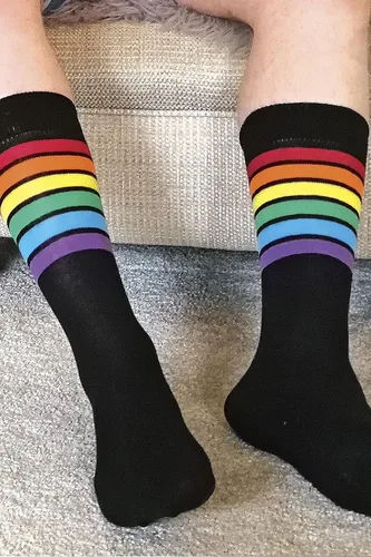 Vista 3 de Sock Snob - Paquete de 3 calcetines de algodón a rayas coloridas para hombre y mujer