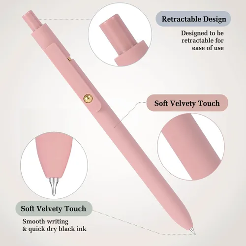 Vista 7 de FIOVER 12 unidades de bolígrafos de gel, bolígrafo de escritura suave de punta media de 0.7 mm, tinta de gel negra para diario, suministros