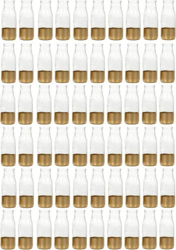 Vista 10 de Hosley Juego de 12 jarrones pequeños de cristal dorado de 5.5 pulgadas a granel para tallos individuales, decoración de centro de mesa para bodas