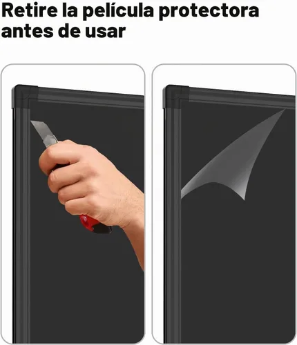 Vista 4 de XBoard Pizarra magnética de 48 x 36 pulgadas, pizarra negra con 2 imanes, marco de aluminio negro