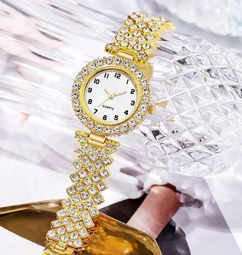 Vista 4 de ADSBIAOYE Relojes de pulsera de lujo para mujer, reloj de pulsera de diamante, reloj de cuarzo casual de moda para mujer