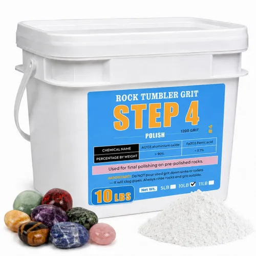Vista 11 de Vaso de roca de grano de 10 libras – 600 medios de pulir de carburo de silicio prepulido, paso 3 para piedras de rodar, funciona con cualquier vaso