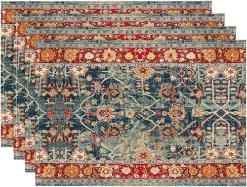 Vista 11 de Artoid Mode Juego de 4 manteles individuales estilo boho de plata, 30x46 cm rústicos de estilo granja para decoración mágica de mesa de otoño
