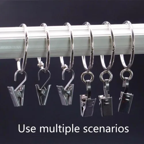Vista 4 de 20 clips de metal para cortinas con forma de cortinas pesadas de acero inoxidable para cortinas montadas en techo y pared