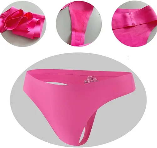 Vista 5 de Tangas deportivas sin costuras para mujer ropa interior de yoga de seda de hielo paquete de 5