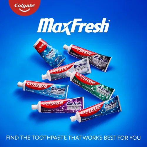 Vista 8 de Colgate MaxFresh Pasta de dientes con flúor, tamaño de viaje, menta, paquete de 24 unidades, 1 onza Mini Fresh Breath Toothpastes, Bulk