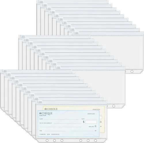 Vista 10 de Antner 20 piezas de bolsillos para carpeta A5 con 6 agujeros, insertos para planificador de presupuesto, sobres para rellenar con efectivo